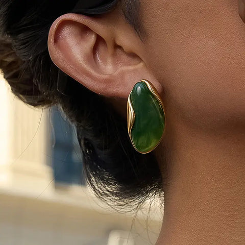 Maélie 18K Gold Non-Tarnish Resin Drop Earrings