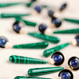 Lapis and Malachite Drop Earrings
