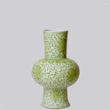 Green and White Porcelain Scrolling Lotus Lantern Vase