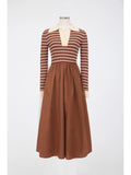 Stripe Long Sleeve Midi Dress