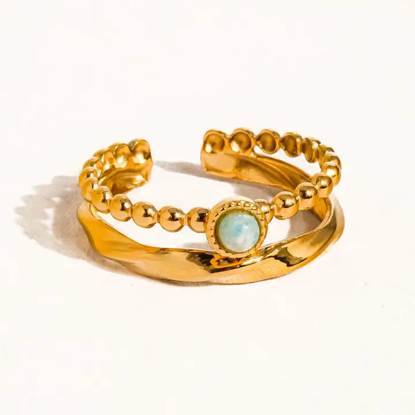 Lindy 18K Gold Non-Tarnish Layered Stone Ring
