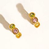Azelia 18K Gold Non-Tarnish Colorful Cz Hoop Earrings