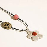 Tallulah Silver Western Beaded Flower Necklace