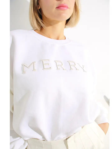 White Merry Sweatshirt