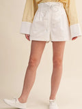 Rope Trim Belt Pleated Shorts