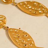Lumistar 18K Gold Non-Tarnish Textured Fish Drop Earrings