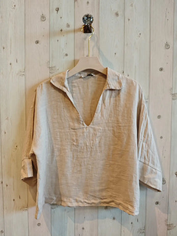 Linen Blouse Collared Shirt