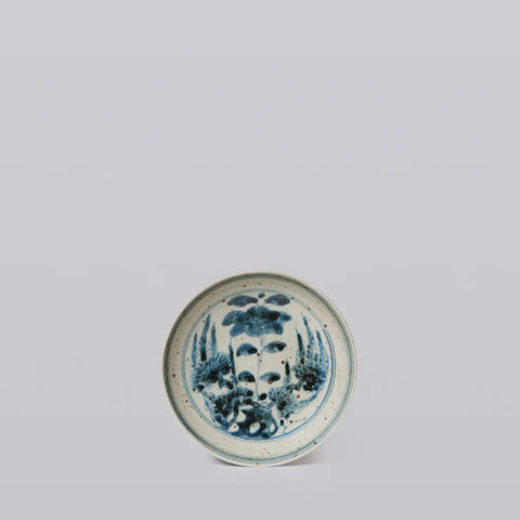 Small Blue and White Porcelain Floral Bouquet Dish