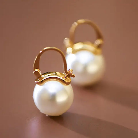 18K Gold Pvd Plated Stainless Steel Pearl Drop Earrings