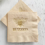 Buzzed Honeybee Cocktail Napkins - Gold On Tan