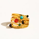 Teigan 18K Gold Multi Color Stone Layered Ring