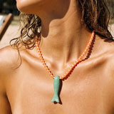 Nicolette 18K Gold Vintage Beaded Fish Necklace