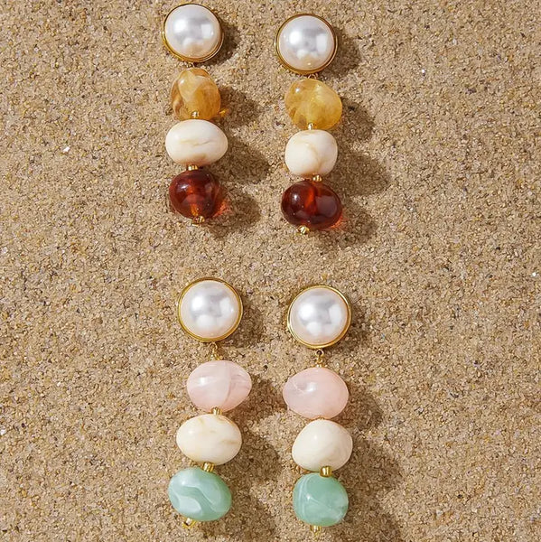 Alani 18K Gold Non-Tarnish Vintage Pastel Beaded Earring
