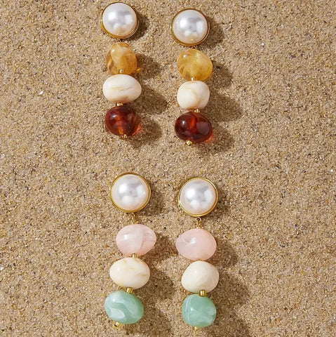 Alani 18K Gold Non-Tarnish Vintage Pastel Beaded Earring