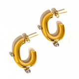 Alsace 18K Gold Non-Tarnish Two Toned C Hoop Earring