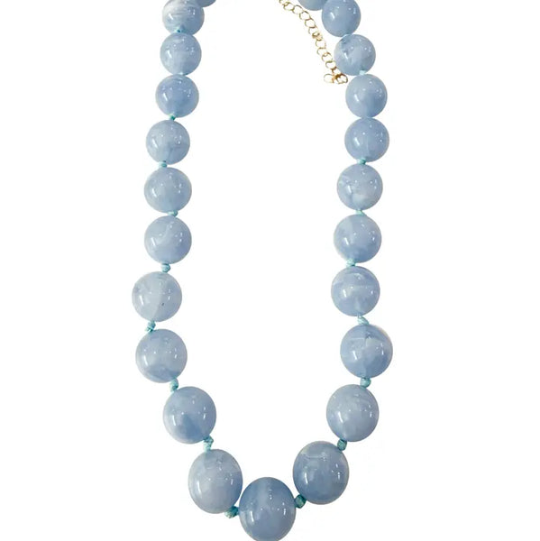 Mabry Chunky Beaded Necklace- Light Blue