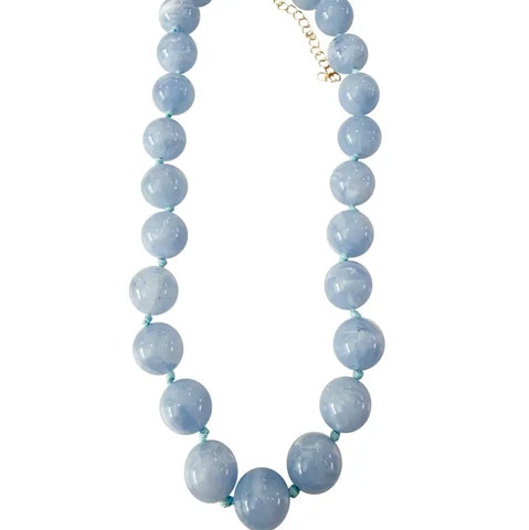 Mabry Chunky Beaded Necklace- Light Blue
