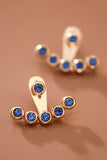 18K Gold Plated Stainless Steel Blue Crystal Ear Jacket Studs