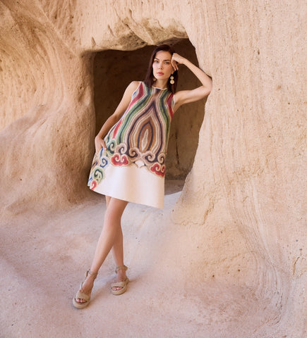 Linen Blend A-Line Mini Dress