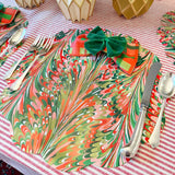 Christmas Marble Scalloped Paper Placemats | Set of 24