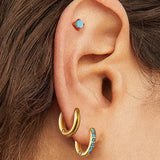 Ivalo 18K Gold Non-Tarnish Turquoise Huggie Earring Set