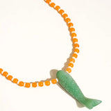 Nicolette 18K Gold Vintage Beaded Fish Necklace