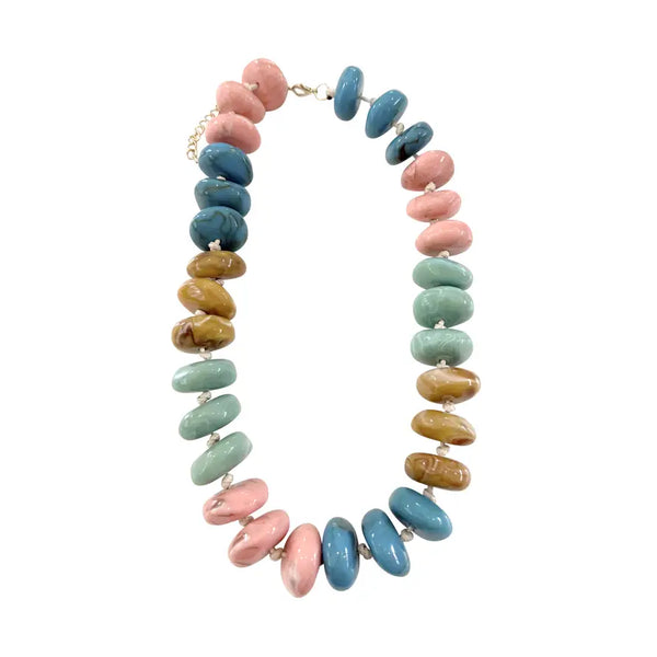 Delray Chunky Beaded Necklace-Pastel Mix