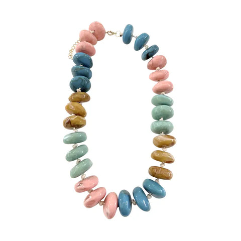 Delray Chunky Beaded Necklace-Pastel Mix
