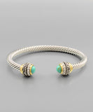 Crystal & Stone Roped Pattern Cable Cuff
