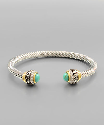 Crystal & Stone Roped Pattern Cable Cuff