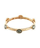 Oval Glass Station Bangle Bracelet