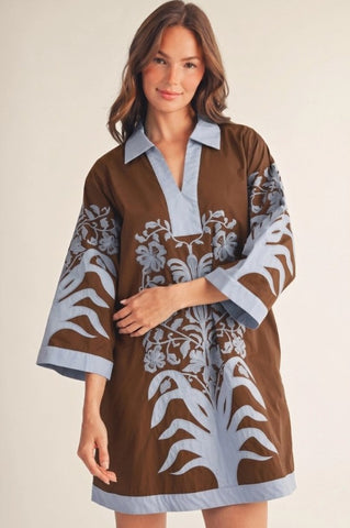 Baroque Floral Embroidered Dress