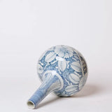Blue and White Rose Globe Vase