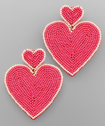 Two Heart Bead Earrings