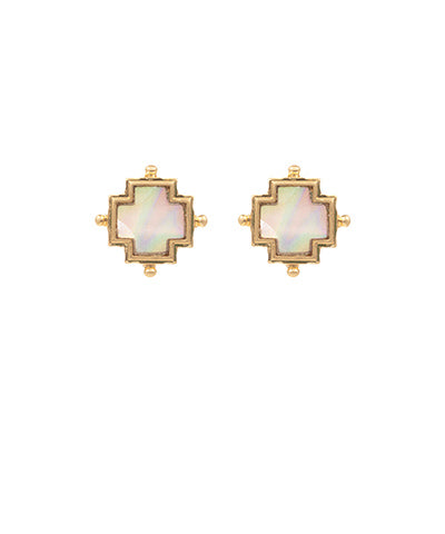 Cross Shaped Ball Point Shell Earrings