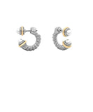 Edged Pearl Textured Hoops