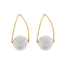 Metal Ball Link Double Layered Earrings
