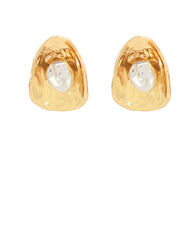 Curved & Organic Oval & Pearl Earrings