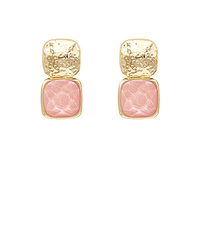 Bold Square Stone Textured Earrings