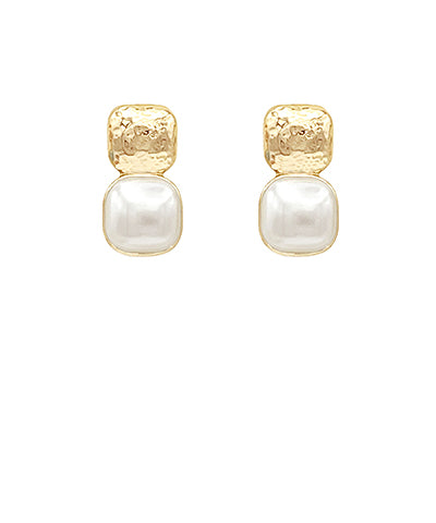 Epoxy Stone & Textured Metal Earrings