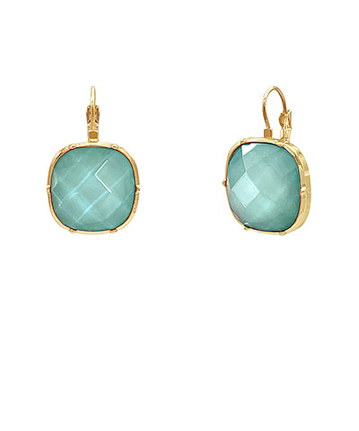 Faceted Stone French Clip Earrings