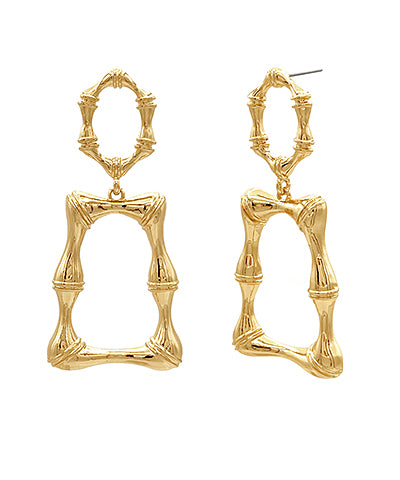 Bamboo Textured Trapezoid Drop Earrings