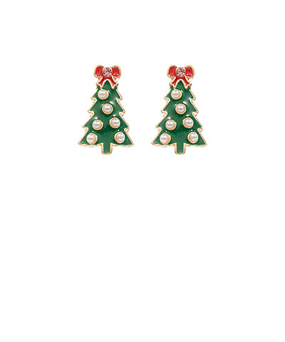 Christmas Tree Enamel Earrings