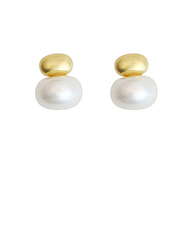 Pearl & Bean Shape Earrings