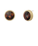 Faceted Round Stone Stud Earrings