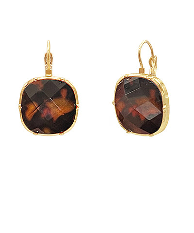 Faceted Tortoise Acrylic Earrings