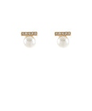 Pearl & Pave Bar Stud Earrings