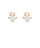 Christmas Pearl Reindeer Earrings