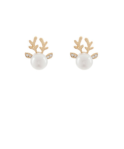 Christmas Pearl Reindeer Earrings