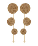 Linear Raffia Round & Bar Earrings